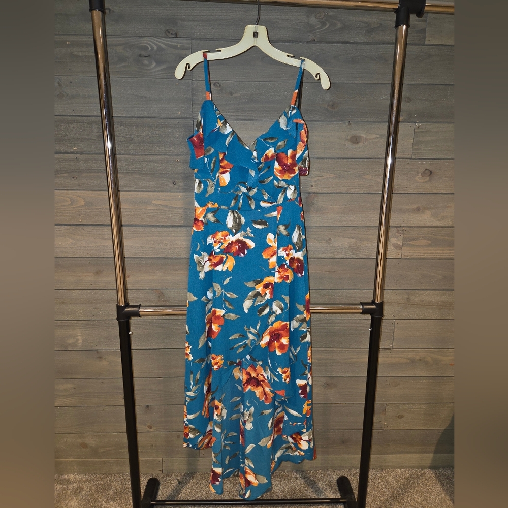 by & by Teal Floral Maxi Dress
